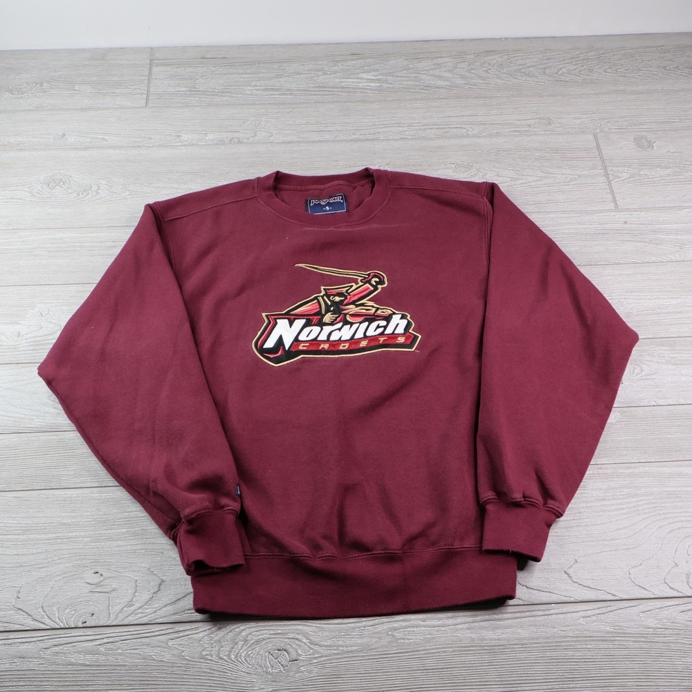 JanSport Norwich Cadets Embroidered Sweatshirt Men's S Maroon Burgundy Fleece